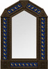 Handcrafted arch tin mirror talavera lizard tiles dark brown