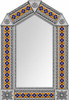 Handcrafted arch tin mirror with Spanish talavera tiles