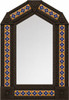 Handcrafted arch tin mirror with Spanish talavera floral tiles dark brown