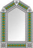 Handcrafted arch tin mirror with sunflower talavera tiles
