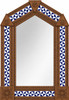 Handcrafted arch tin mirror with blue pinwheel tiles light brown