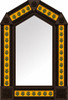 Handcrafted arch tin mirror with cactus talavera tiles dark brown