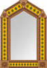 Handcrafted arch tin mirror with cactus talavera tiles light brown