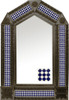 tin mirror with coffee arch frame and rustic tile