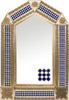 tin mirror with copper frame and rustic tile