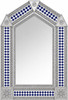 Handcrafted arch tin mirror with blue diamond talavera tiles