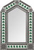 Handcrafted arch green talavera tin wall mirror frame