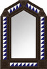 Handcrafted arch tin mirror blue triangle tiles dark brown
