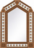 Handcrafted arch talavera tin mirror frame with floral tile accents light brown