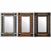 Three Talavera tile mirrors side by side in silver, copper, and dark coffee finishes on white background