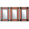 Three Mexican Talavera tile mirrors side-by-side with three metal frame finish options