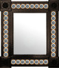 Hacienda style tin mirror with orange talavera tiles and coffee color frame