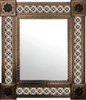 Hacienda style tin mirror with orange talavera tiles and color color frame
