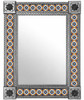 Hacienda style tin mirror with orange talavera tiles and natural color frame