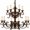 Spanish style wrought iron chandelier natural rusted finish