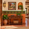 Mexican talavera tile green border showing three matching handcrafted Mexican border tiles