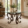 Wrought iron table stand for round square tabletop in an elegant dining room with chairs