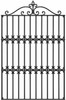 Renaissance wrought iron window guard with a decorative crest