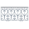 Wrought iron balcony railing with heart scroll motif