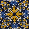 Talavera tile with yellow blue starburst