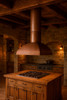 Minimalist 30inch wall mount custom copper range hood in a rustic kitchen