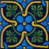 Mexican talavera tile blue yellow green ornament design