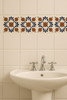 Talavera tile cobalt terracotta pattern bathroom accent wall featuring handcrafted Mexican elegance and depth