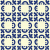 Cobalt curved flourish talavera tile nine-piece set showing full repeating pattern