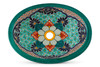 Mexican turquoise medallion bathroom sink showing full handcrafted design and vibrant medallion pattern