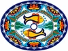 Oval talavera bathroom sink orange fish floral border