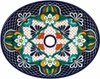 Oval talavera bathroom sink black floral medallion pattern