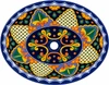 Oval talavera bathroom sink navy yellow floral medallion