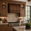24-78 inch barrel shape copper range hood in a kitchen