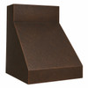 Angled view of simple under-cabinet copper range hood