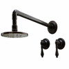 Industrial style shower set with classic lever handles in dark finish with clean geometry and utilitarian character