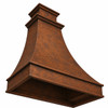 Hammered Hacienda copper range hood underside showing insert opening