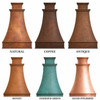 Hammered Hacienda copper range hood shown in six copper finish options
