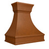 Rustic hammered copper range hood - angle view
