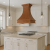 Rustic Hammered Copper Range Hood with Bell-Shaped Canopy