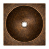 Square drop-in undermount bronze bathroom sink with round bowl with dark aged patina