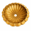 Brass scalloped shell bathroom sink with radial fluted design with warm golden finish