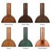 Contemporary copper barrel range hood shown in six finish options from natural copper to oxidized and polished