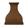 Large custom hammered copper kitchen range hood front elevation with expansive artisan canopy and rich aged copper texture