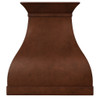 Handcrafted copper range hood with flared bell silhouette