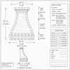 Gothic-style dome copper range hood technical drawing showing front and side proportions for installation planning
