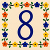 Talavera tile plaque number eight with Mexican floral border