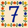 Talavera tile plaque number seven with Mexican floral border