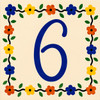 Talavera tile plaque number six with Mexican floral border