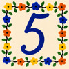 Talavera tile plaque number five with Mexican floral border