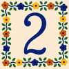 Talavera tile plaque number two with Mexican floral border